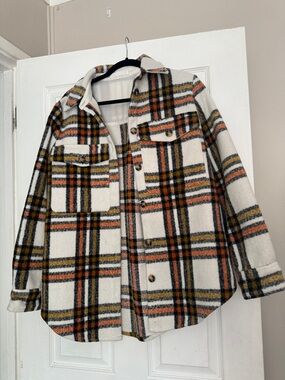 Plaid Jacket - Cream, Orange & Black